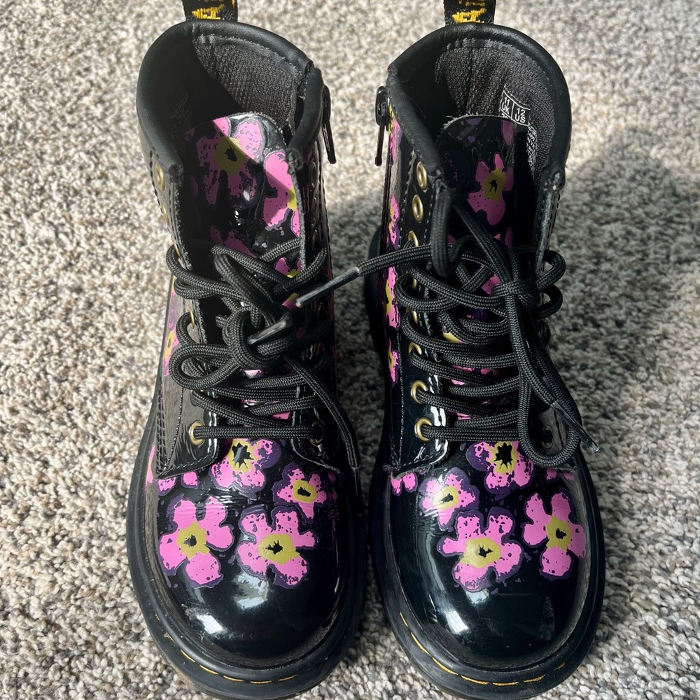 Dr. Martens Floral Black Combat Boots